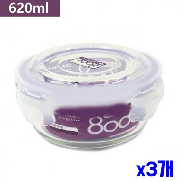 오븐사용가능 원형 밀폐용기 620ml x3개