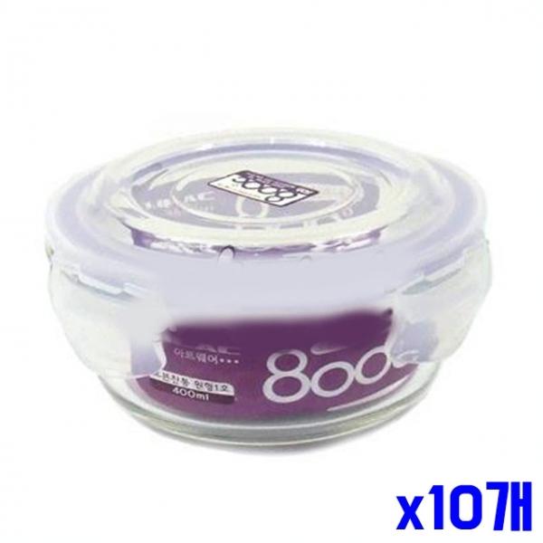 4면 결착 원형 오븐밀폐용기 400ml x10개