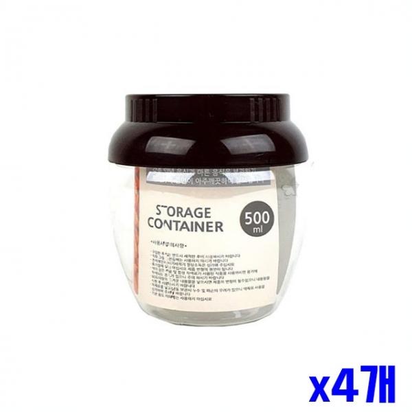장독대 모양 투명 용기 500ml x4개 된장고추장통