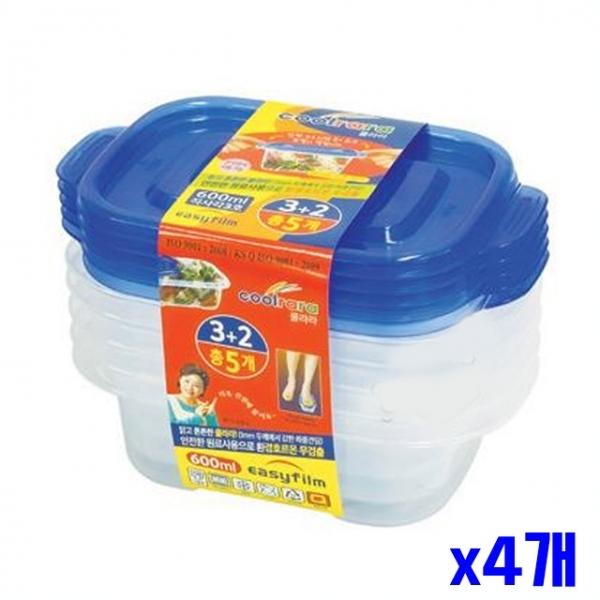 다용도 간편 쿨라라 직사각 밀폐용기 600ml 5P x4개