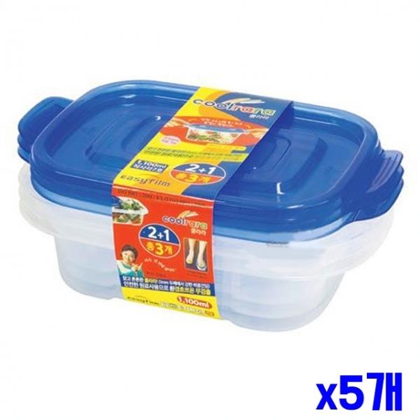 간편 직사각형 밀페용기 1.1L 3P세트 x5개