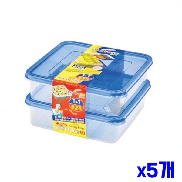 플라스틱 밀폐용기 정사각 1200ml 2P x5개 음식보관
