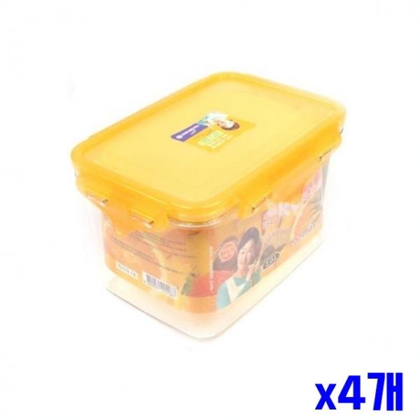 플라스틱 간편 밀폐용기 직사각 2.0L x4개 음식보관