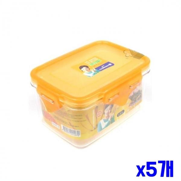 플라스틱 밀폐용기 직사각 1.0L x5개 플라스틱보관통