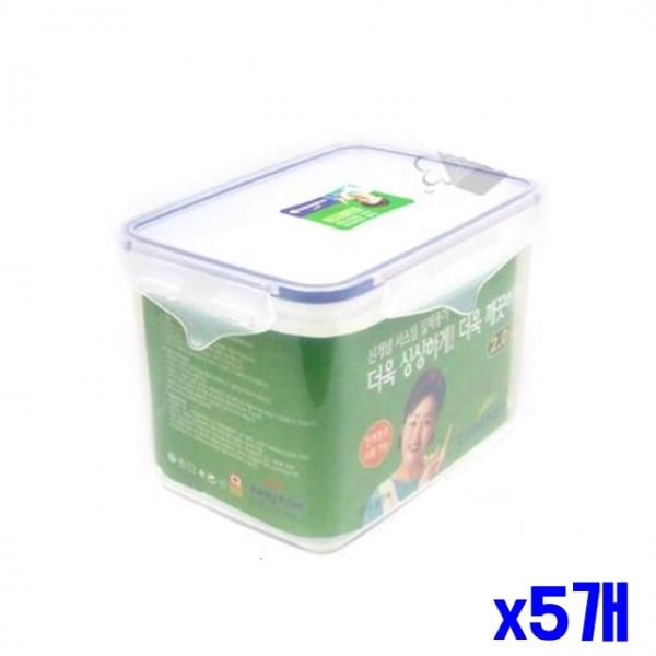 플라스틱 간편용기 직사각 2.0L x5개 플라스틱보관통