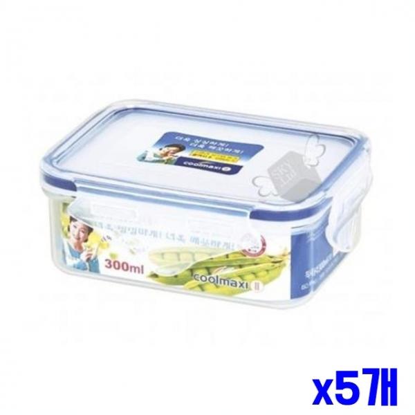 밀폐력 좋은 김치통 직사각 300ml x5개 밀폐용기