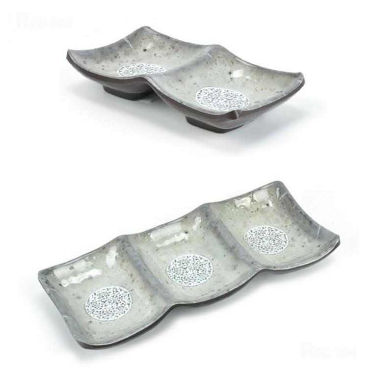 멜라민 한정식 2칸 3칸 나눔접시 반찬그릇 마늘 쌈장 간장 초장 와사비 종지 그릇 길이 14cm 20cm
