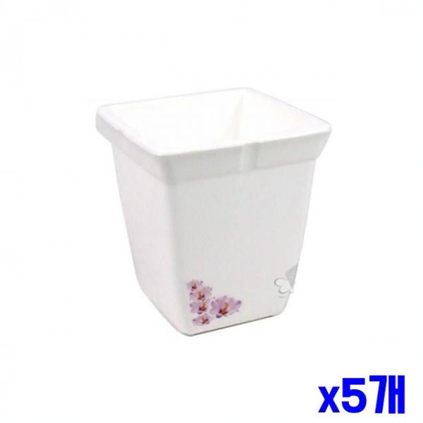 화이트 정사각 화분 10.8x10.8x12cm x5개 화분용기