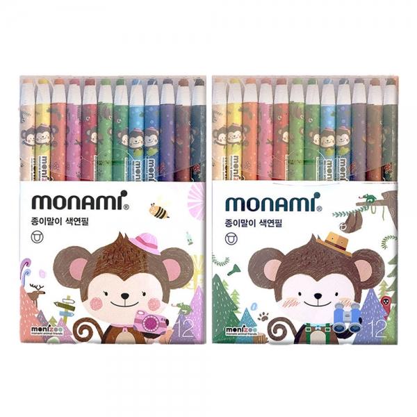 437D,438D] 4500 모나미 모니주 종이말이 색연필 (3개세트)