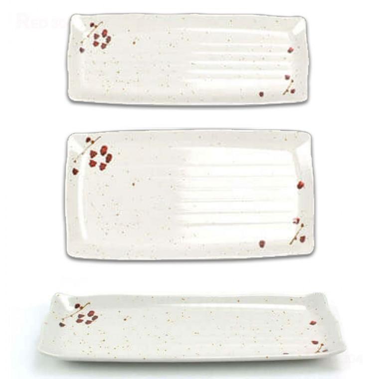 멜라민 긴사각 한정식 생선구이 반찬접시 일식 스끼다시 김밥 초밥 생선 접시 롤접시 길이 33.2cm 33.5cm