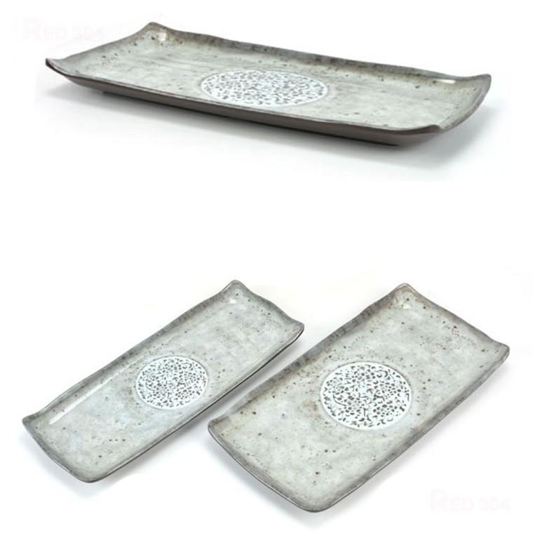 멜라민 긴사각 한정식 꽁치 갈치 고등어 생선구이 접시 일식 스끼다시 초밥 생선 접시 롤접시 33cm 33.5cm