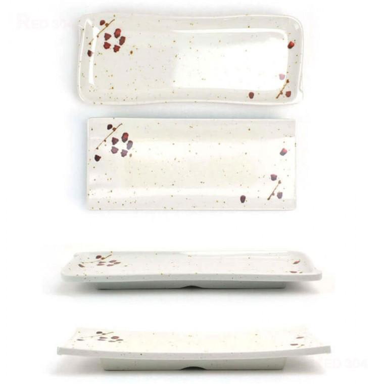멜라민 긴사각 한정식 찬기 생선구이 반찬접시 일식 스끼다시 튀김 초밥 생선 접시 길이 23.6cm 25.7cm