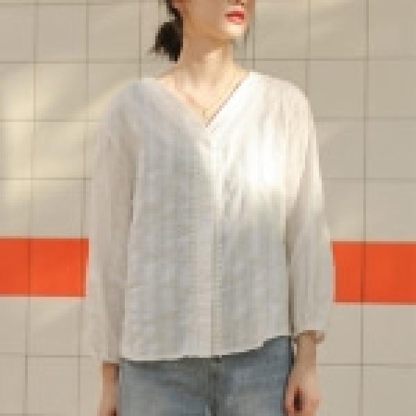 여성 가을 브이넥 셔츠 긴팔 블라우스 FD-0683