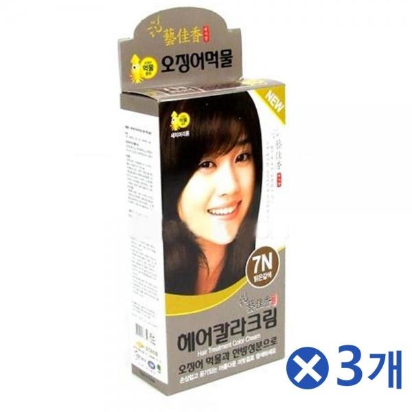 오징어먹물 헤어엄색약-밝은갈색x3개 새치머리염색약