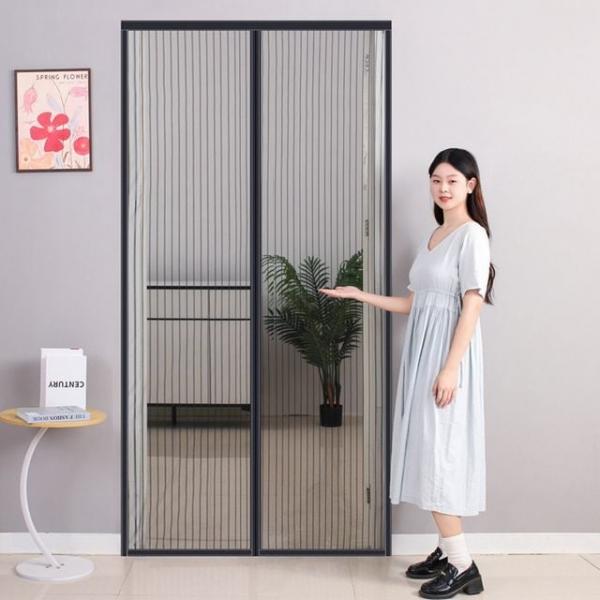 탈부착방충망 붙이는방충망 리빙피스 모기안녕 자석 문 모기장 블랙 (100x210cm)