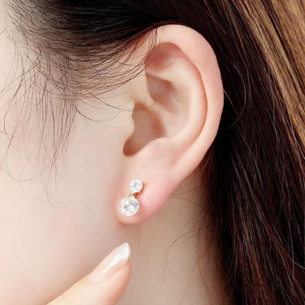 비쥬홀릭 925 도금 다이아큐빅 귀걸이 쇼핑백포함 은침 골드 실버