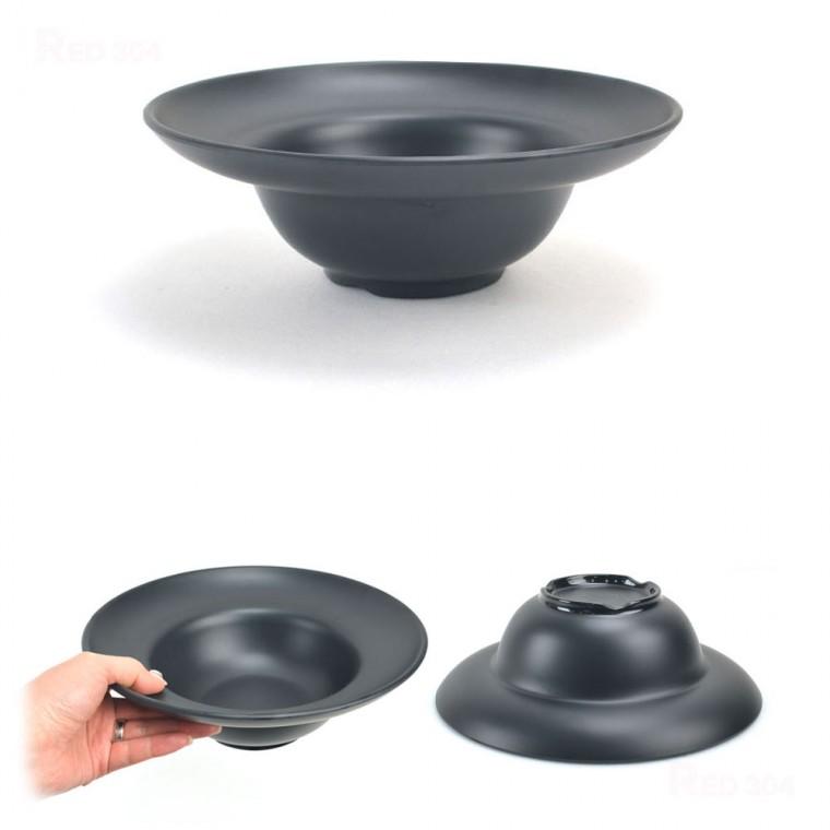 블랙 멜라민 파스타 스파게티 면기 면그릇 카레 볶음밥 덮밥 그릇 샐러드 디저트 그릇 지름 23cm