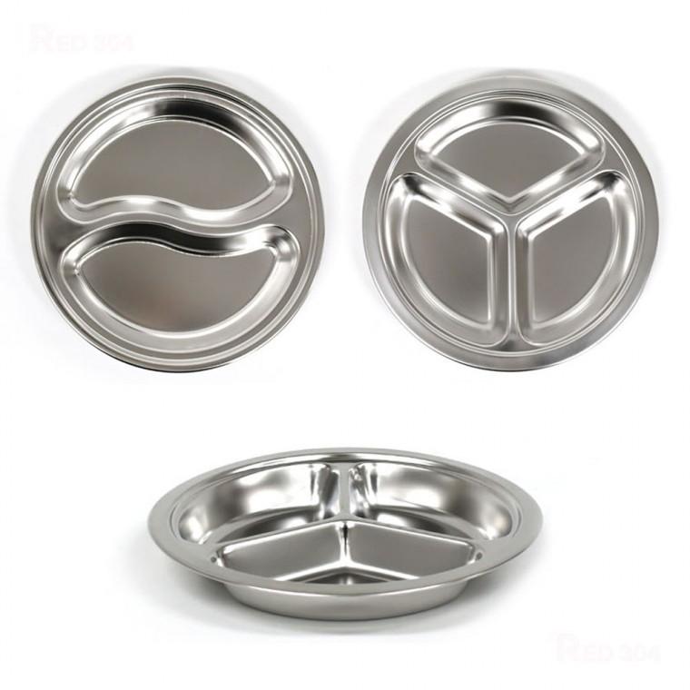 스텐 유치원 어린이집 2칸 3칸 나눔접시 간식접시 캠핑접시 지름 17cm 19cm 21.5cm 23.5cm 25.5cm