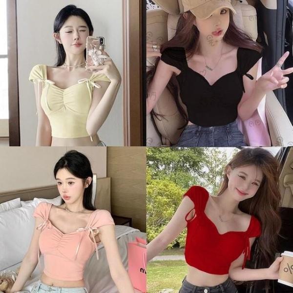 리나블리본크롭티 무지 반팔 슬림 여름 발레코어 라운드넥 레이스티 루즈티 후드 시스루티 면티 브이넥 반