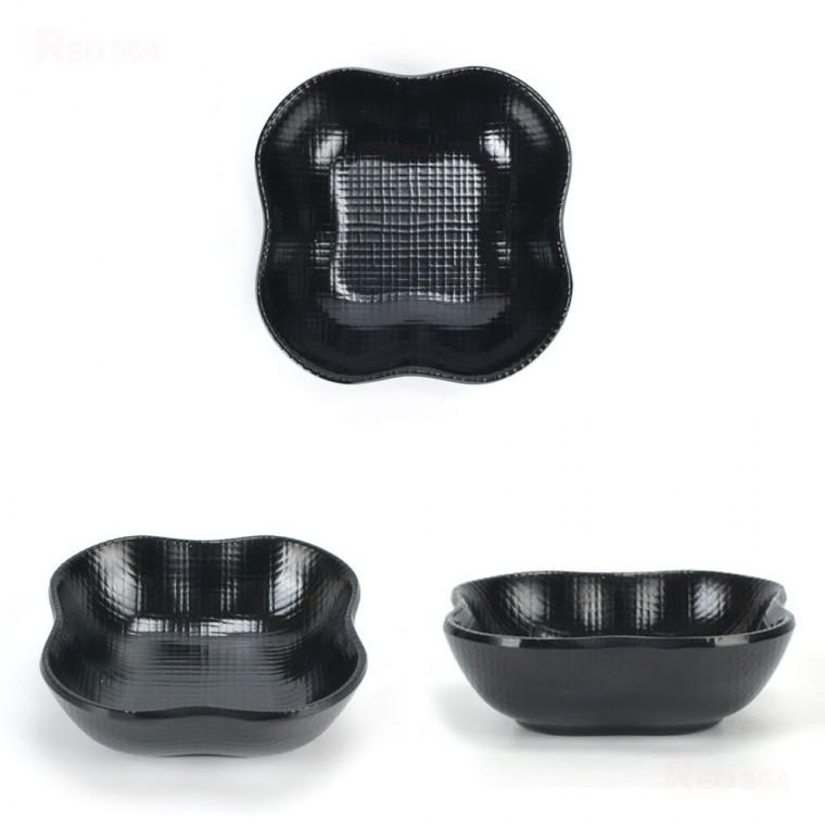 블랙 멜라민 일식 한정식 찬기 마늘 쌈장 간장 초장 양념 소스 종지 반찬 그릇 길이 8cm