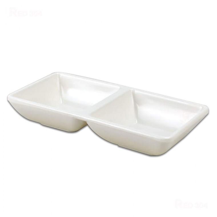 멜라민 2칸 나눔접시 한식 마늘 쌈장 간장 양념 소스 종지 그릇 반찬그릇 횟집 초장그릇 14호