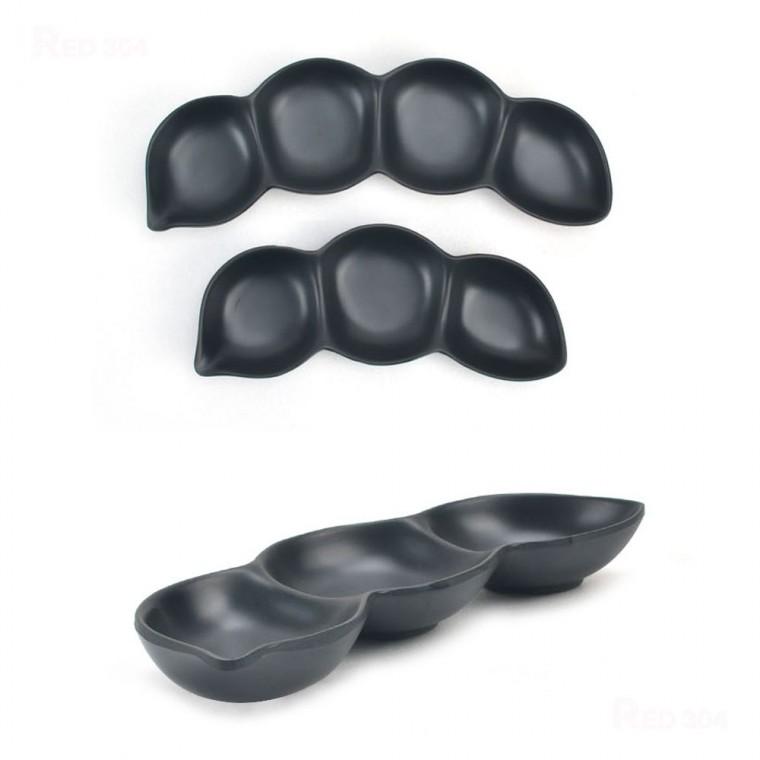 한정식 일식 멜라민 3칸 4칸 나눔접시 찬기 반찬그릇 간장 초장 와사비 양념 소스 그릇 20cm 25.2cm