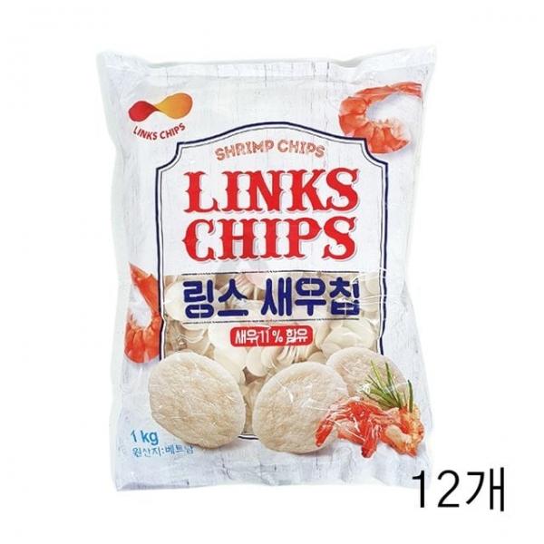 bns 튀겨먹는 업소용과자 술안주 링스 새우칩 1kg X 12개