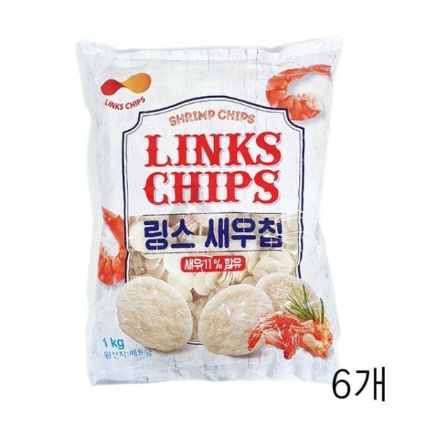 bns 튀겨먹는 업소용과자 술안주 링스 새우칩 1kg X 6개
