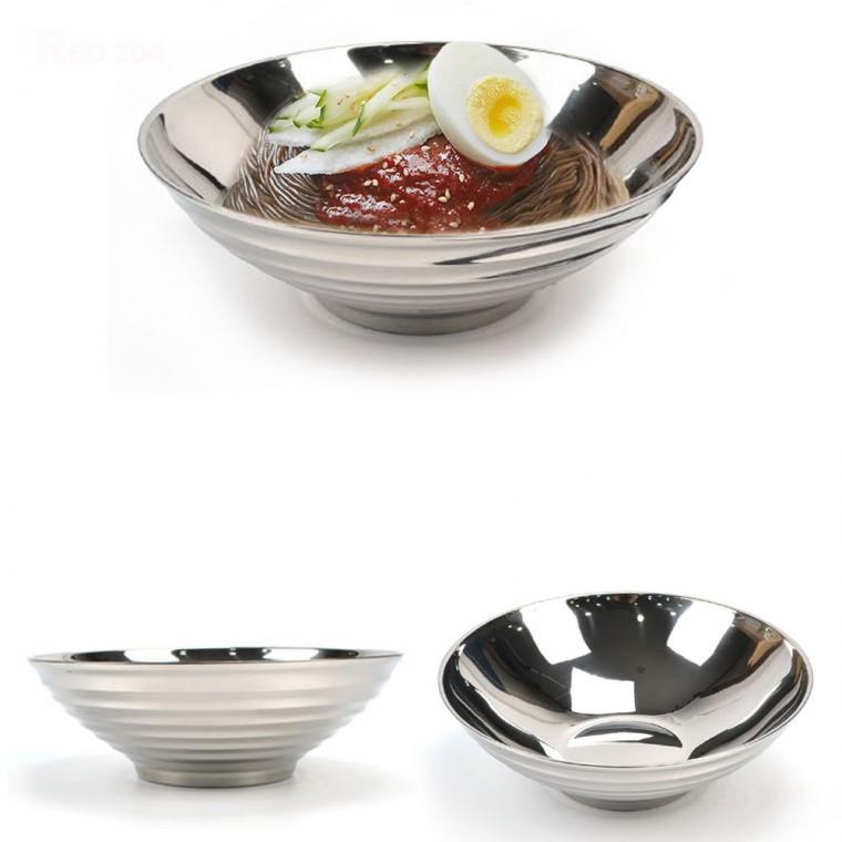 보온 보냉 이중구조 스텐 비빔냉면 물냉면 냉면그릇 면그릇 한정식 육회 비빔밥 갈비탕 그릇 22cm 24cm