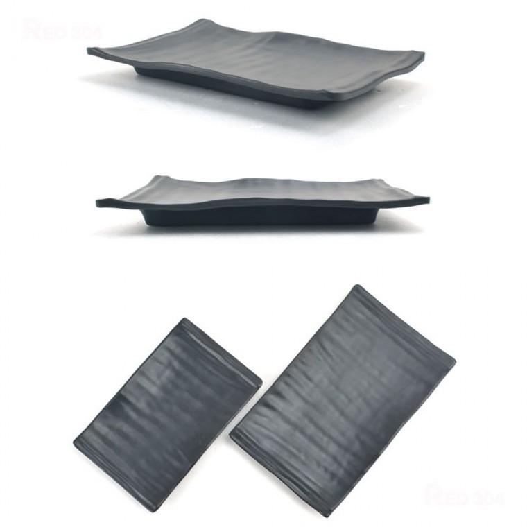 블랙 멜라민 일식 스끼다시 튀김 초밥 반찬 접시 한정식 찜 무침 볶음 반찬그릇 김밥접시 21.6cm 24.5cm
