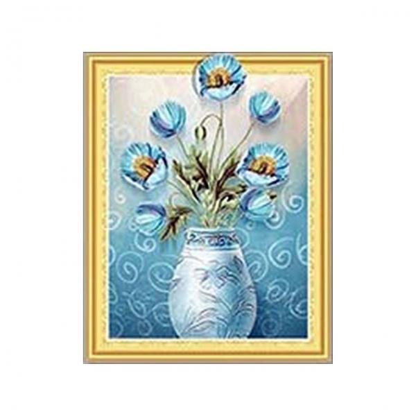 DIY 정물 우아한 블루화병 40X40 캔버스 보석십자수