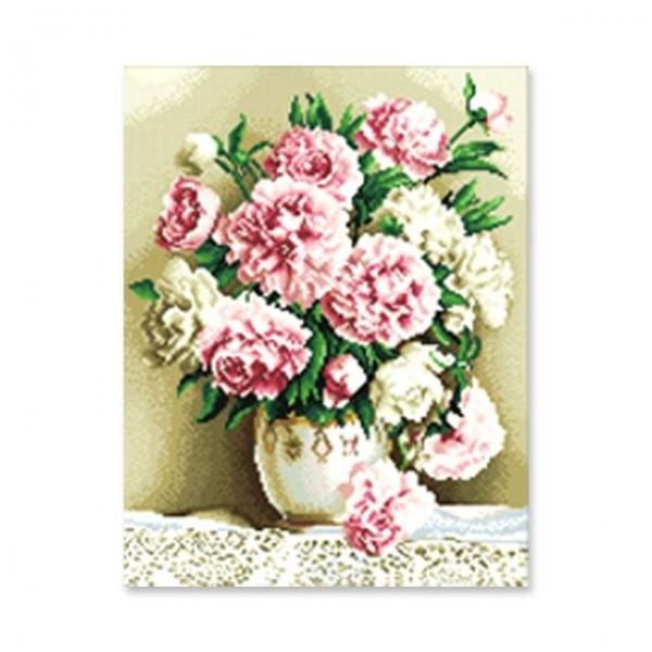 DIY 정물 모란 화병 40X50 캔버스 보석십자수