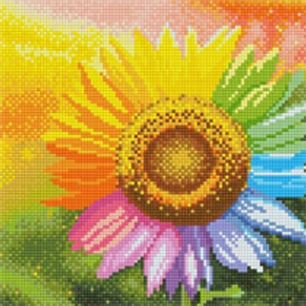 DIY 러블리 무지개 해바라기 30X30 캔버스 보석십자수