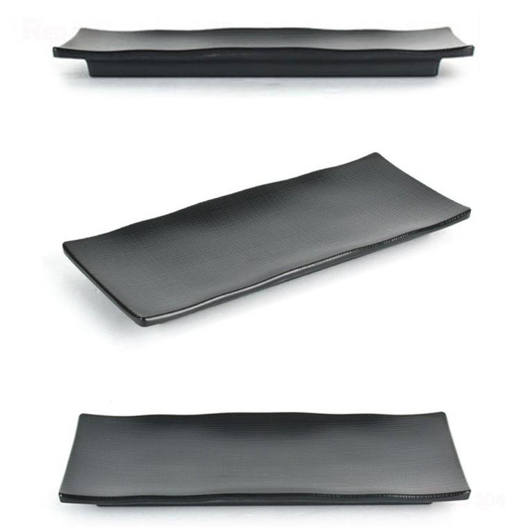 블랙 멜라민 일식 꽁치 삼치 고등어 갈치 생선구이 스끼다시 김밥 초밥 접시 롤접시 길이 28.6cm