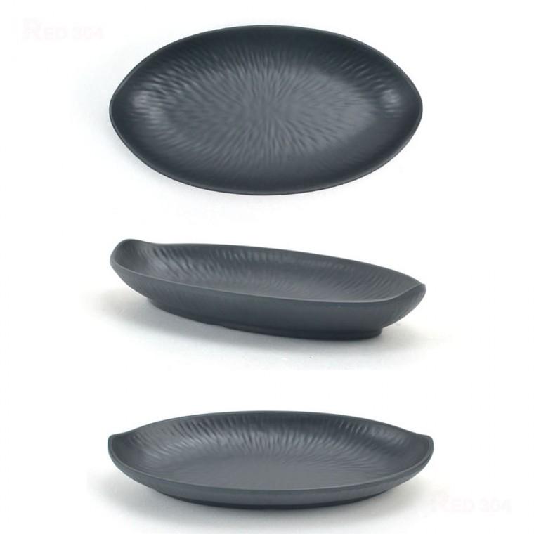 블랙 멜라민 타원 한정식 찬기 앞접시 생선 음식 반찬 접시 반찬그릇 길이 18.8cm 21.6cm 23.8cm