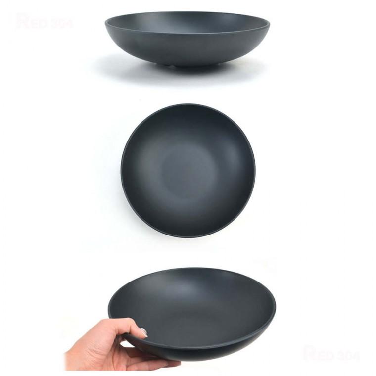 블랙 멜라민 한정식 대접 면기 샐러드 접시 면그릇 비빔밥 그릇 지름 21.9cm 11호