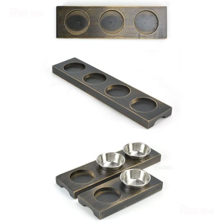 2칸 3칸 4칸 원목 나무 소스컵받침 소스볼받침 종지받침 종지컵받침 길이 17.8cm 26cm 34.2cm