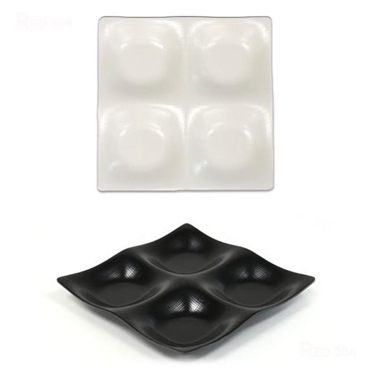 한정식 멜라민 4칸 나눔접시 나눔그릇 찬기 일식 스끼다시 반찬그릇 반찬접시 길이 21.5cm 24.5cm