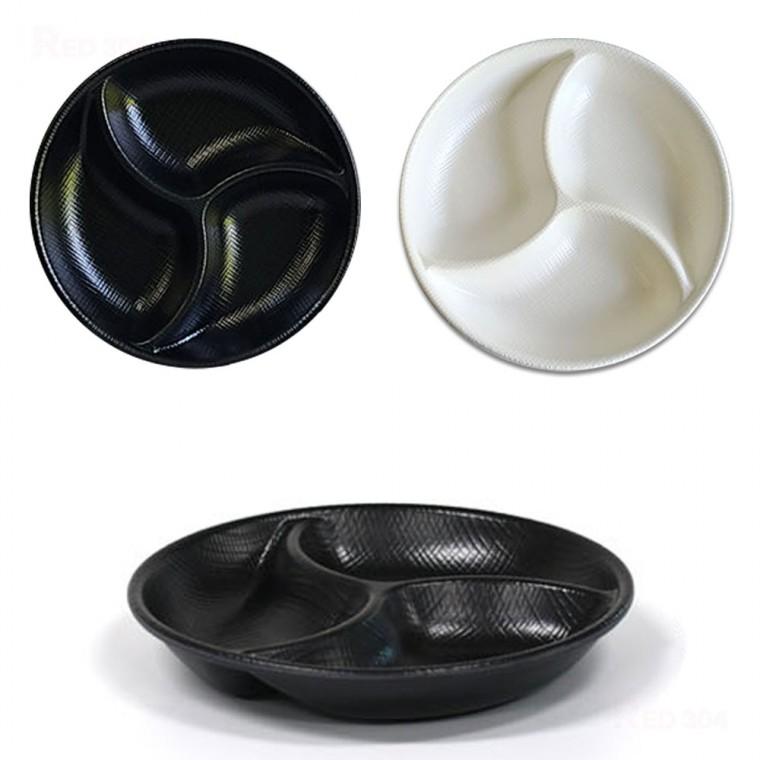 멜라민 한정식 3칸 찬기 나눔접시 나눔그릇 반찬그릇 안주접시 어린이 간식 반찬 접시 지름 17cm