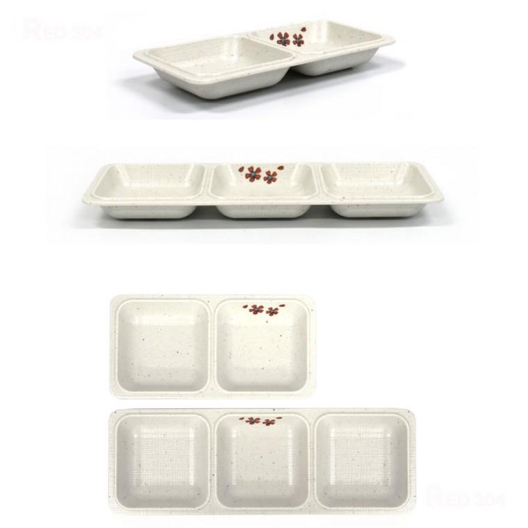 멜라민 2칸 3칸 종지 나눔접시 나눔그릇 반찬그릇 쌈장 초장 간장 양념 소스 그릇 길이 22cm 32.5cm