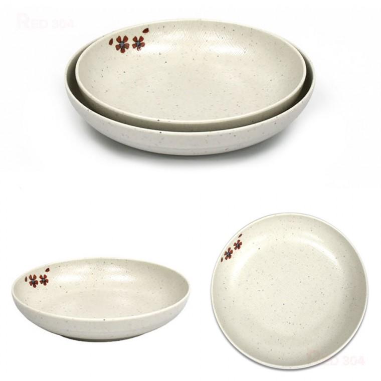 원형 멜라민 뷔페 음식 개인 접시 한정식 앞접시 반찬그릇 찜 무침 볶음 접시 지름 22.7cm 25cm