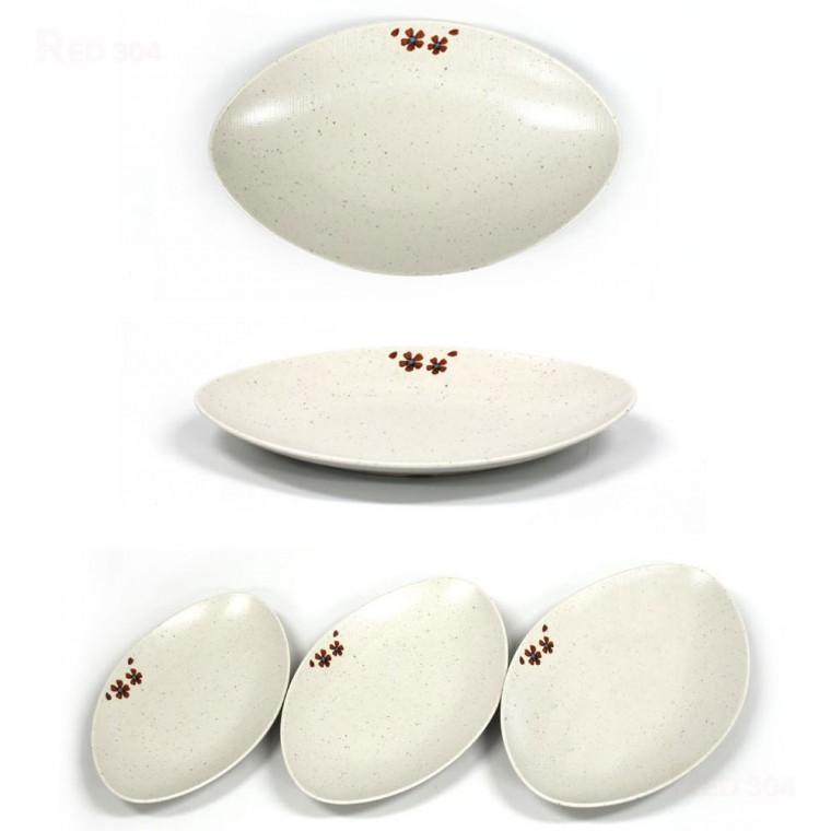타원 멜라민 한정식 야채 샐러드 김치 반찬 접시 떡볶이 분식 접시 길이 30.4cm 34.2cm 38.1cm