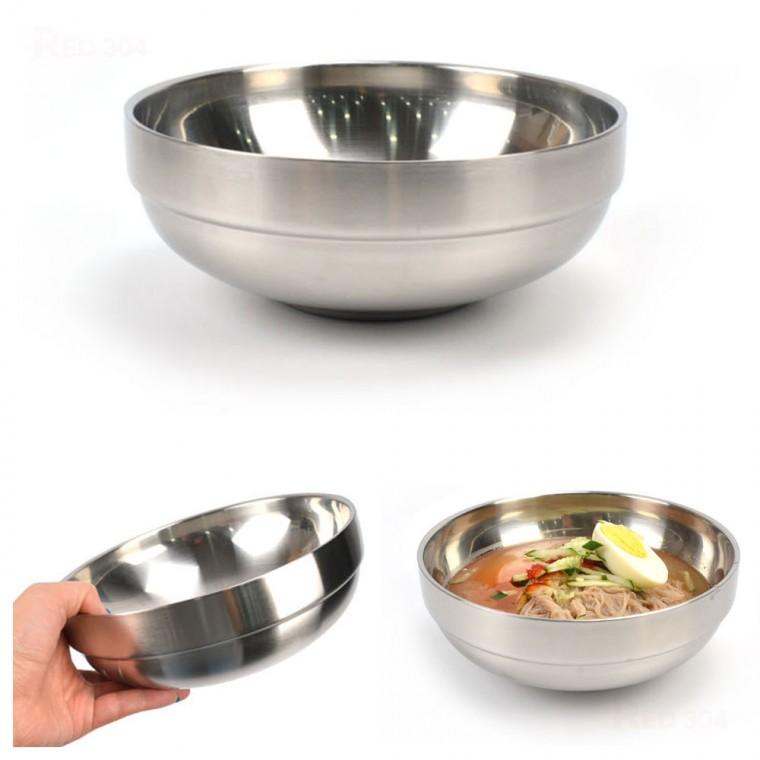 보온보냉 2중구조 스텐 냉면그릇 냉면 면기 면그릇 육회비빔밥 갈비탕 그릇 지름 19.2cm 21cm 22.2cm 23cm