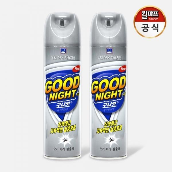 굿나잇 에프 에어졸 스프레이 모기 파리 바퀴 벌레 살충제 400mL x 2개