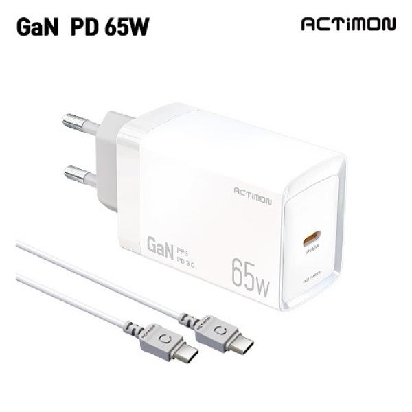 가정용 충전기 엑티몬 가정용 PD 65W 충전기 C to C 케이블포함 MON-PD65W