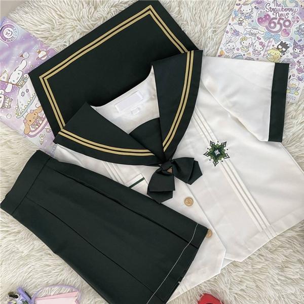 (대여) 옐로우 두줄라인 다크그린 마린 세라복 반팔
