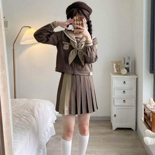 카푸치노 브라운 캣카페 마린 세라복 프레피룩 긴팔