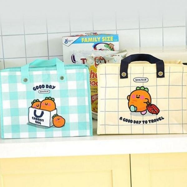 휴대용 체크 타포린 방수 쇼핑백 가방 다회용 넉넉한