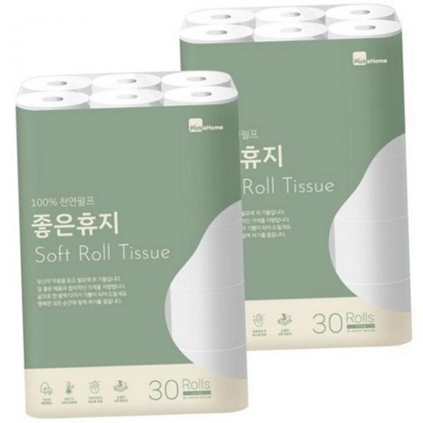 3겹 펄프 먼지없는 화장지 무표백 두루마리휴지