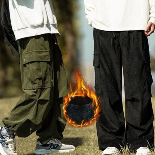 와이드 겨울 밴딩 카고 남성 기모 조거 팬츠